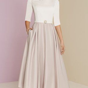 LIght in the Box formal cut-to-measure dress, blush and cream color, Size 12